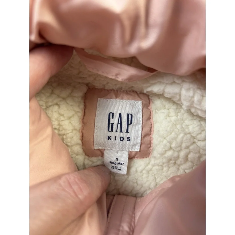 GAP KIDS GIRLS PUFFER VEST SHERPA LINING LIGHT PINK Size Small Regular